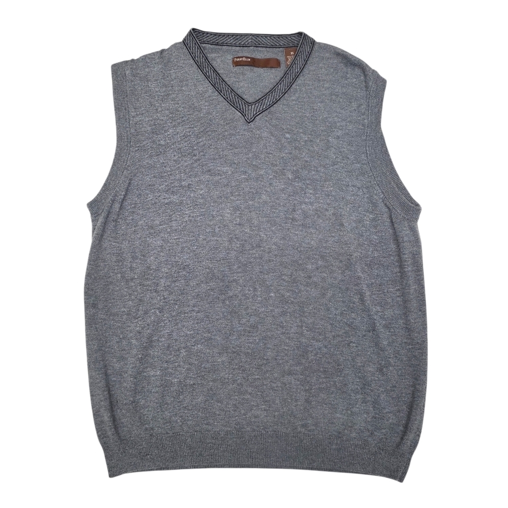 Perry Ellis Gray V-Neck Men's Sweater Vest Size XL